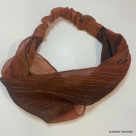 3 Chic Trendy Women's Headbands Cheeta Tie - Crochet Banded - Sheer Metallic LOT - Picture 4 of 9